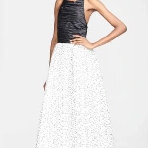 Alice + Olivia Ecenia White & Black Formal Ball Gown